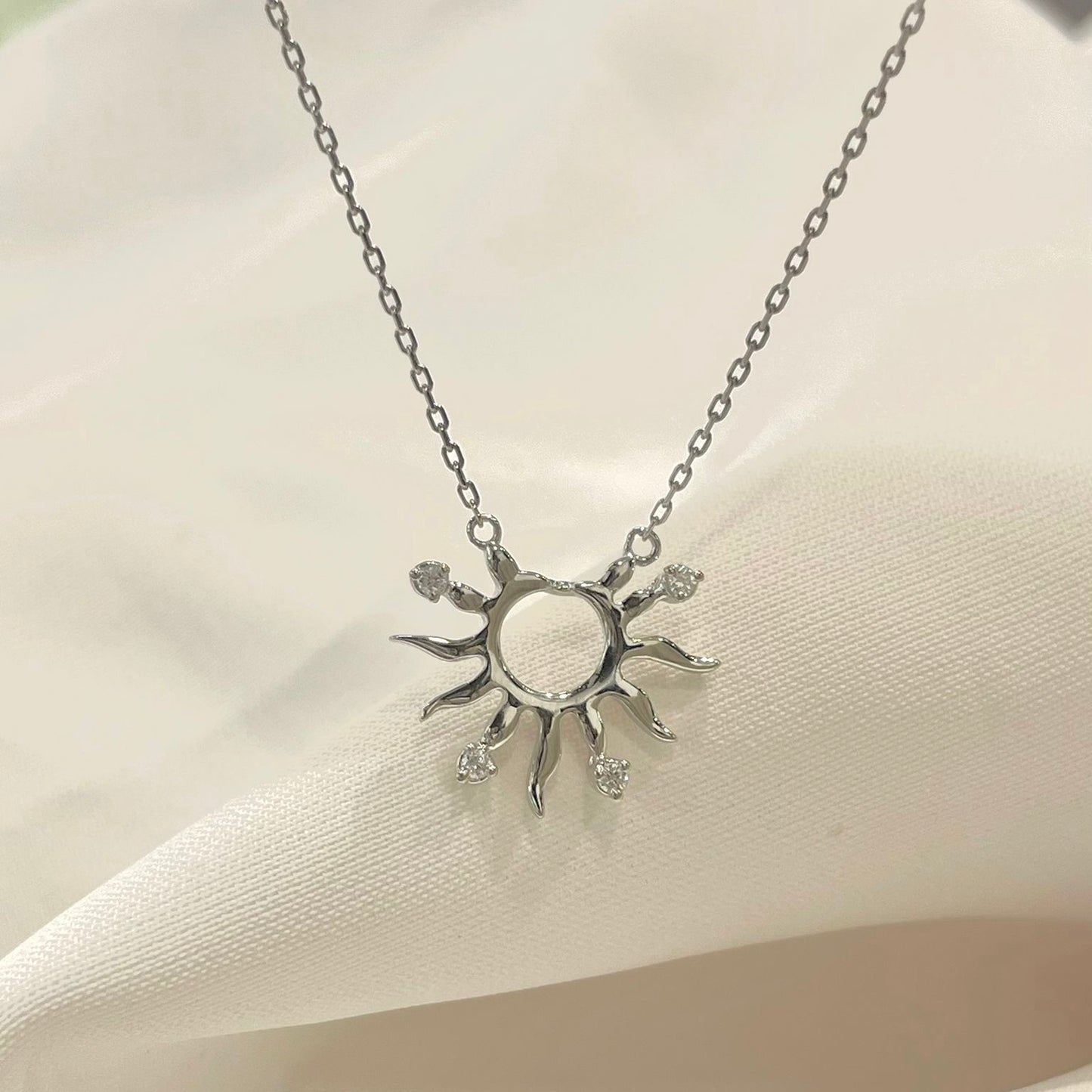 S925 太陽鑽石頸鏈42AJN0136