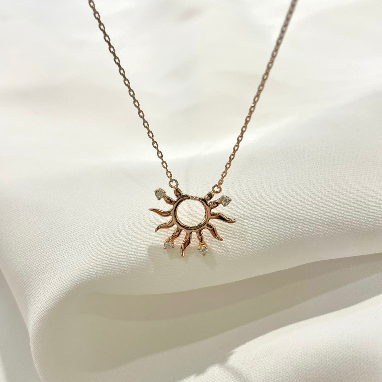 S925 太陽鑽石頸鏈42AJN0136-紅