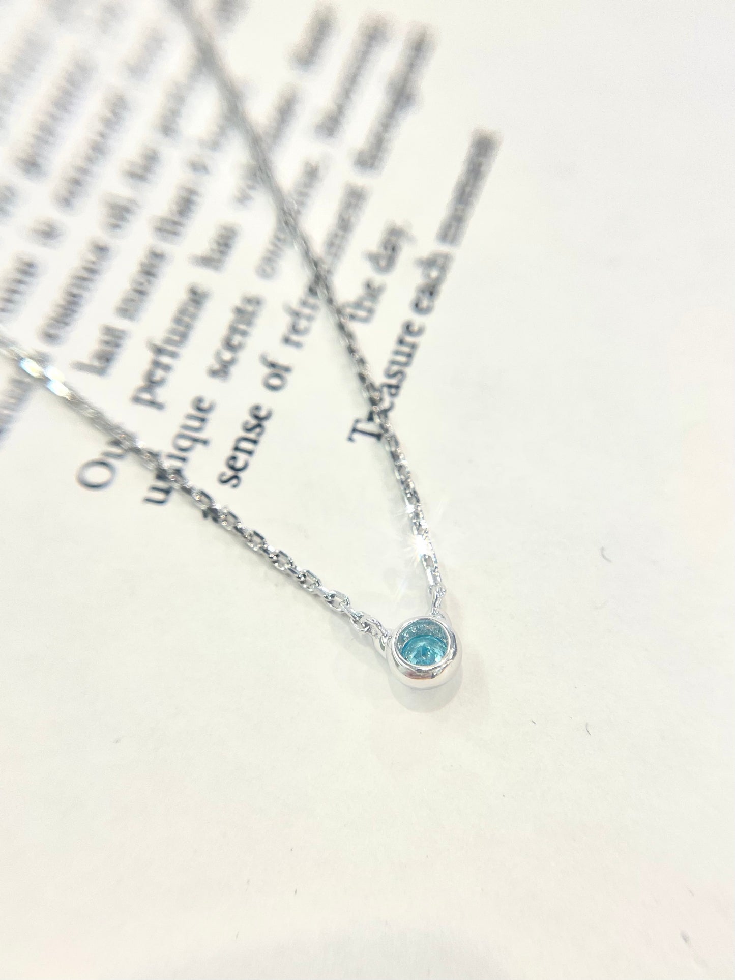 S925 迷你天藍鋯石貓耳頸鏈42AJNO159