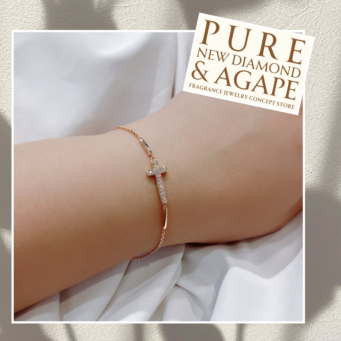 S925 簡約十字鑽石手鏈 42AJB0131-紅