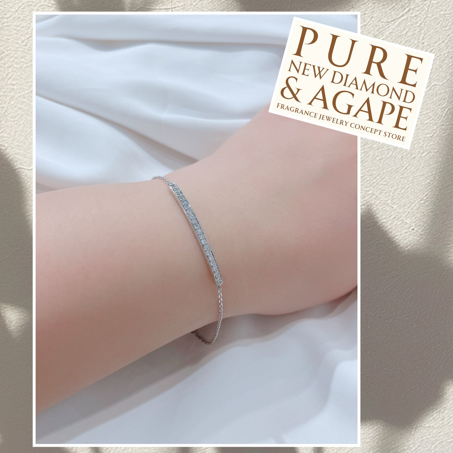 S925 簡約長方弧形鑽石手鏈 42AJB0127