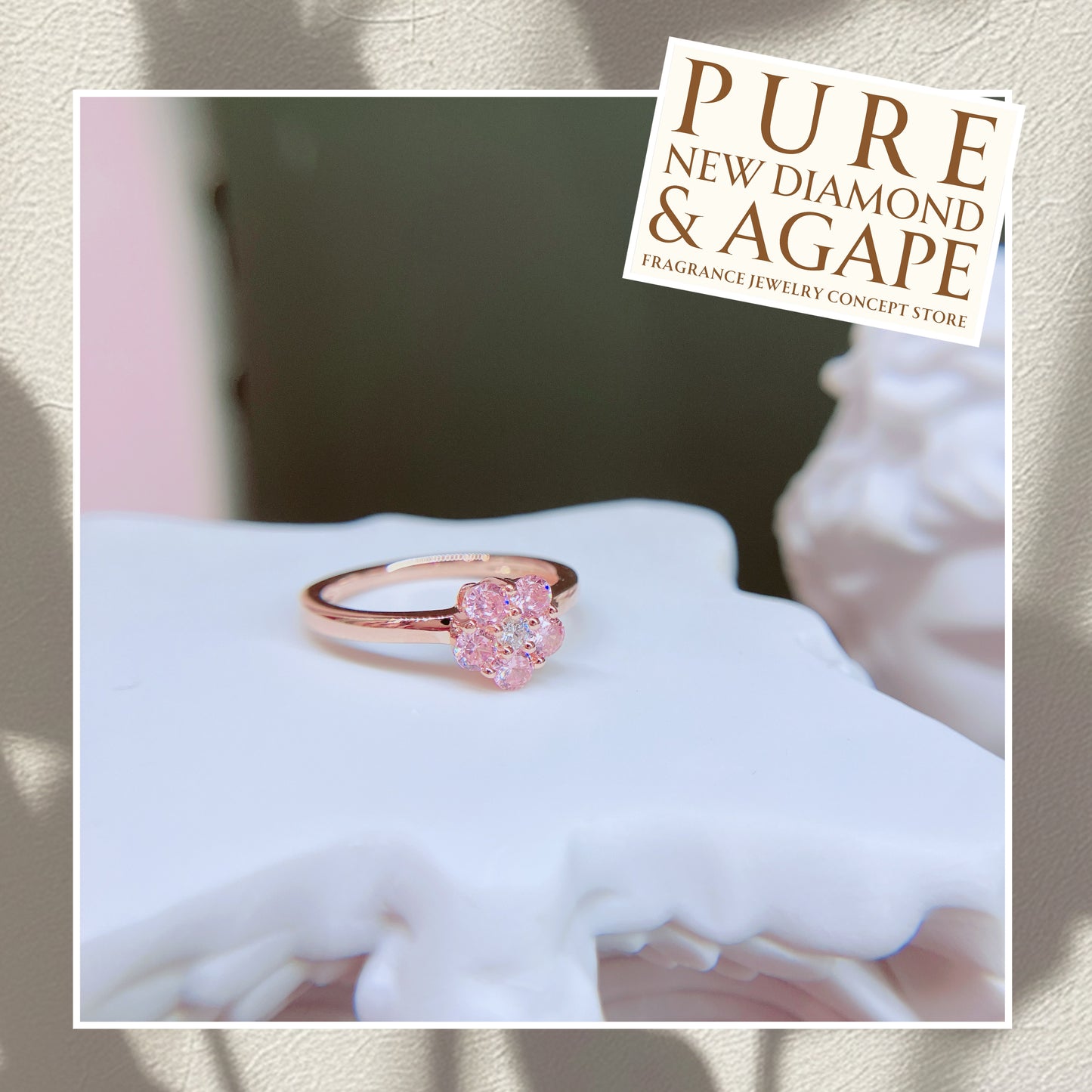 S925 優雅粉紅鋯石梅花鑽戒42AJR0453-紅