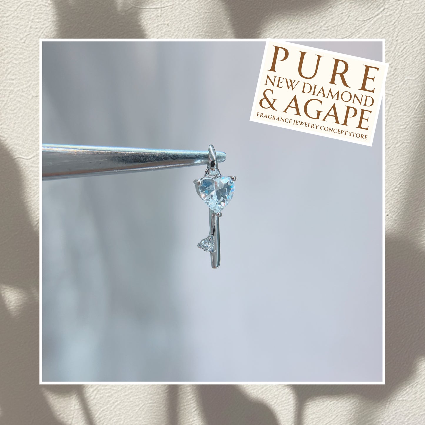 *New* S925 的骰鎖鑰款 透白心形鋯石拼鑽石吊墜 42AJP0278