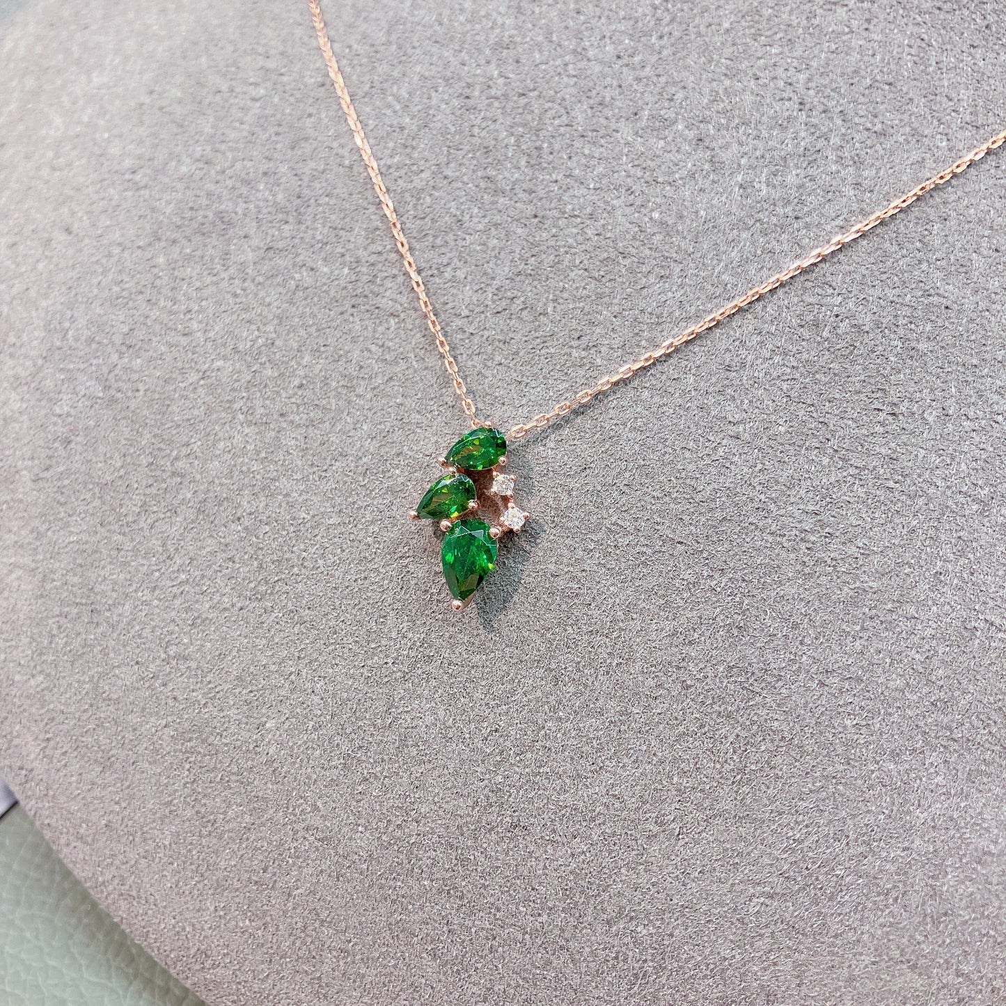 *New*S925 綠色鋯石鑲嵌L鑽石套鏈42AJN0173-紅