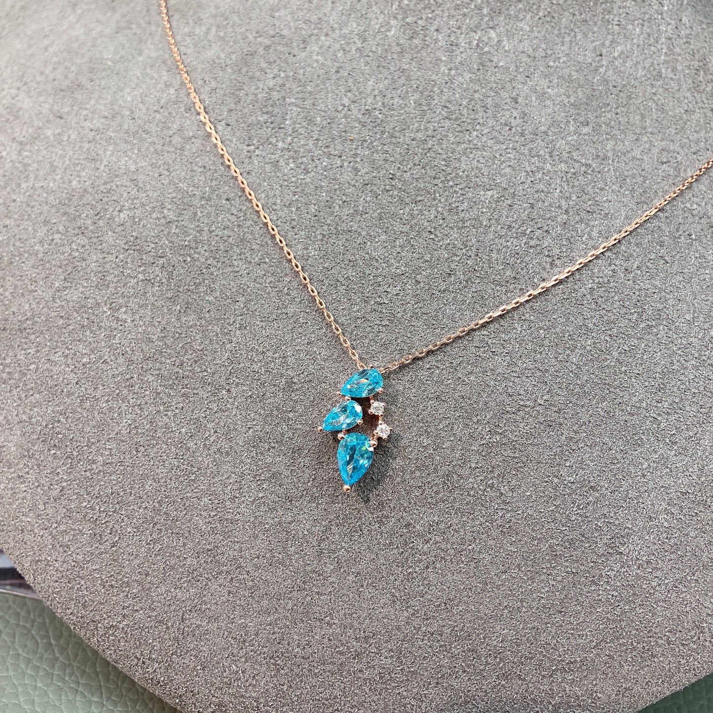 *New*S925 天藍鋯石鑲嵌L鑽石套鏈42AJN0173-紅