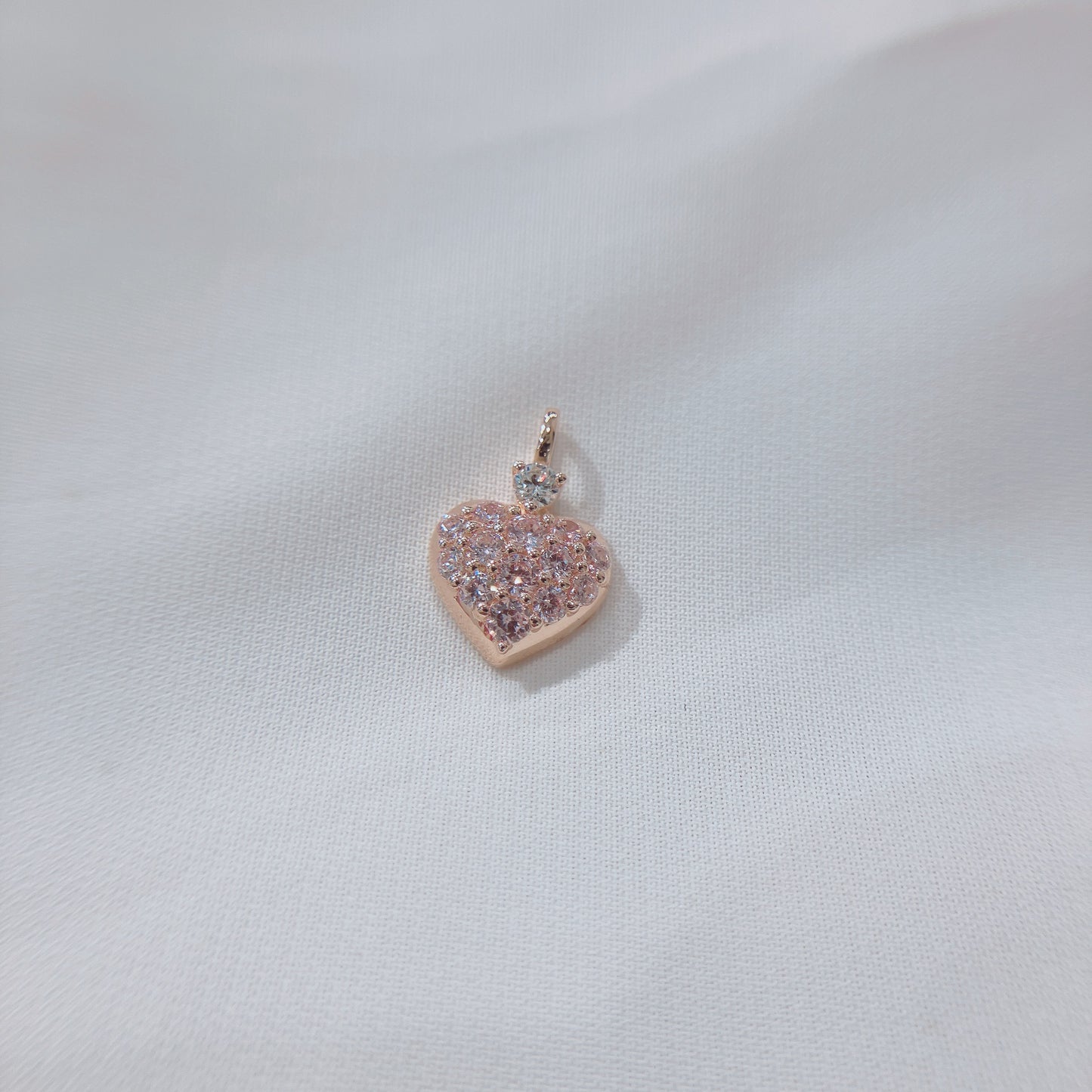 S925 經典全鑲粉紅鋯石拼鑽石心形吊墜42AJP0277-紅