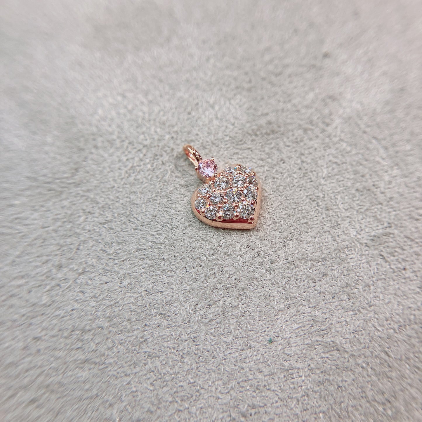 S925 華麗心形碎鑽全鑲拼粉紅鋯石吊墜42AJP0277-紅