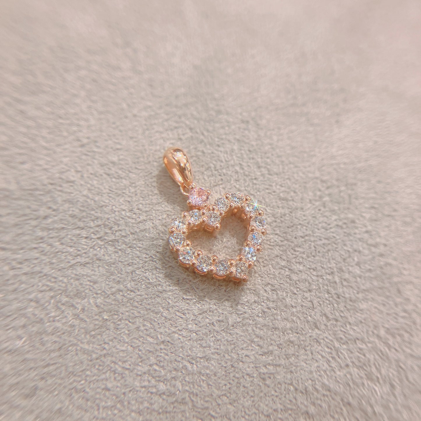 S925 優雅鏤空心形碎鑽拼粉紅鋯石吊墜42AJN0176-紅