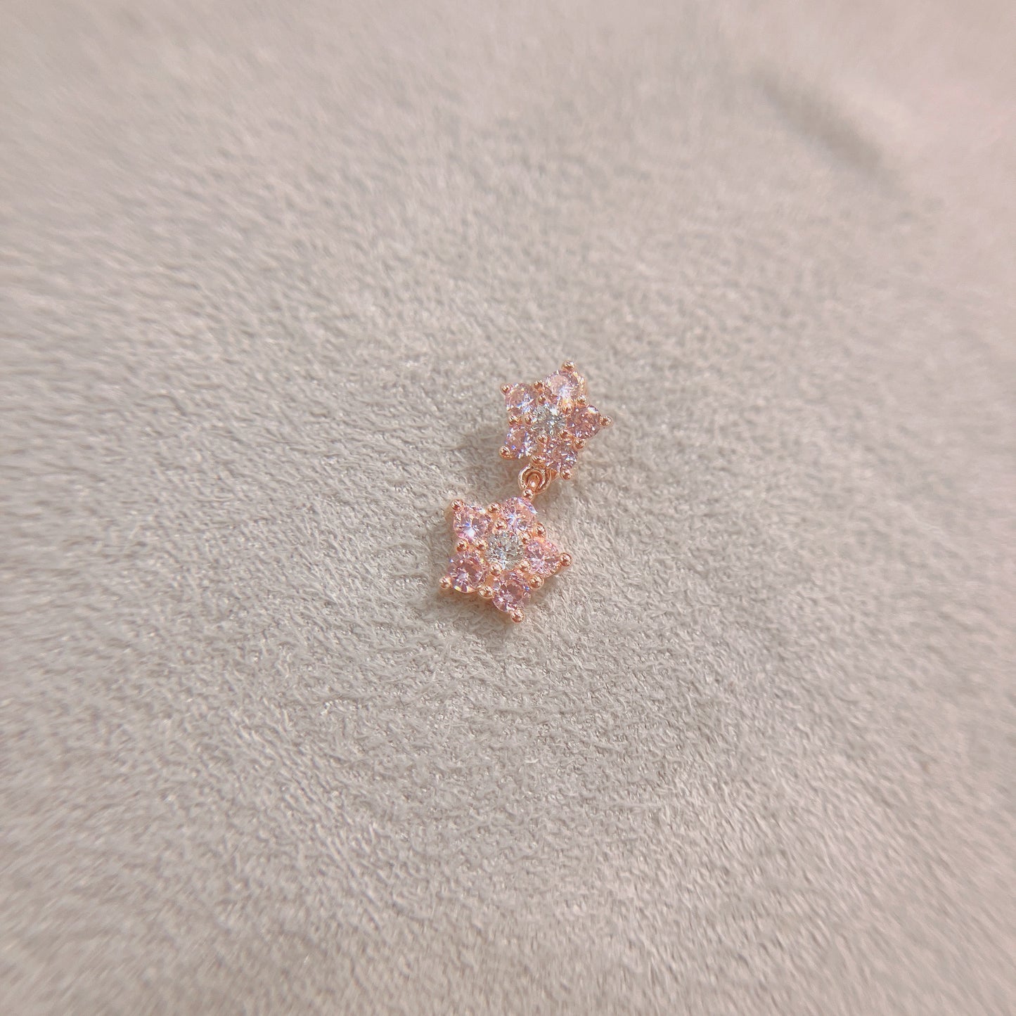 S925 可愛風粉紅鋯石拼鑽石星星吊墜42AJN0275-紅