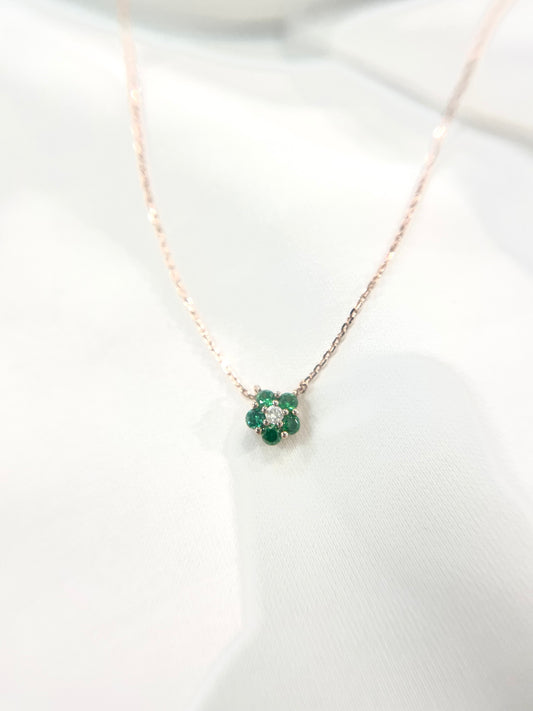 S925 綠色鋯石小櫻花鑽石頸鏈42ASNO14-紅