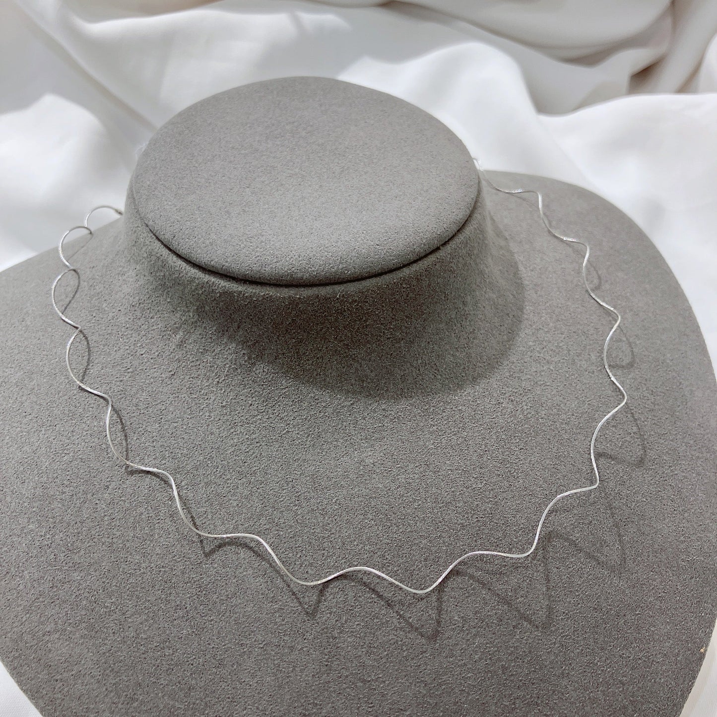 *絕版孤品* 極簡波浪意大利14K白金純鏈-40cm￼