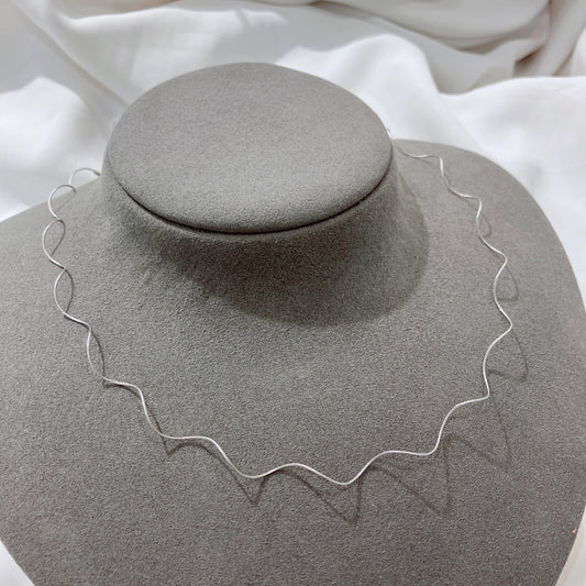 *絕版孤品* 極簡波浪意大利14K白金純鏈-40cm￼