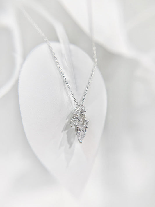 *預訂* S925 透白色鋯石鑲嵌拼鑽石套鏈42AJN0173