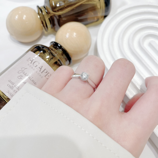 素雅簡約四爪18K鑽石戒指H22373