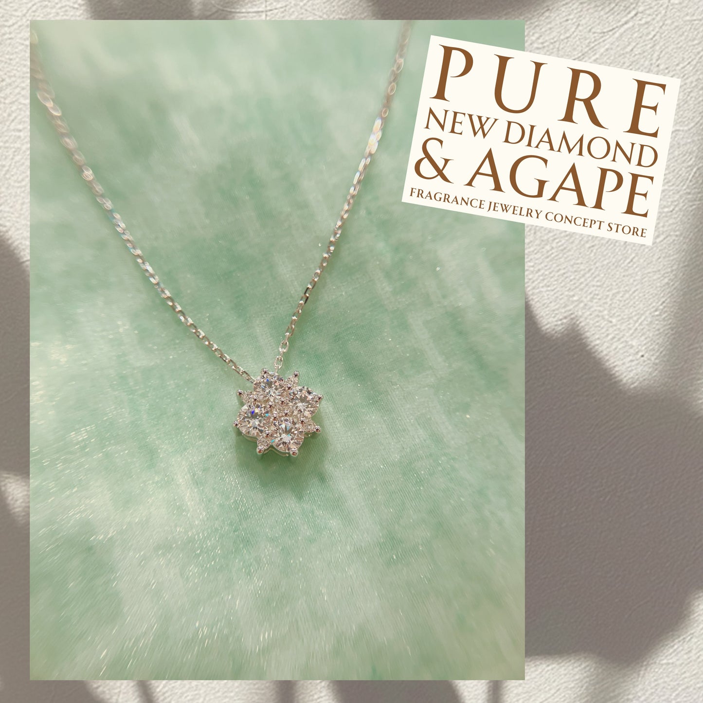 S925 型格方塊透白鋯石拼鑽石頸鏈42AJN0179