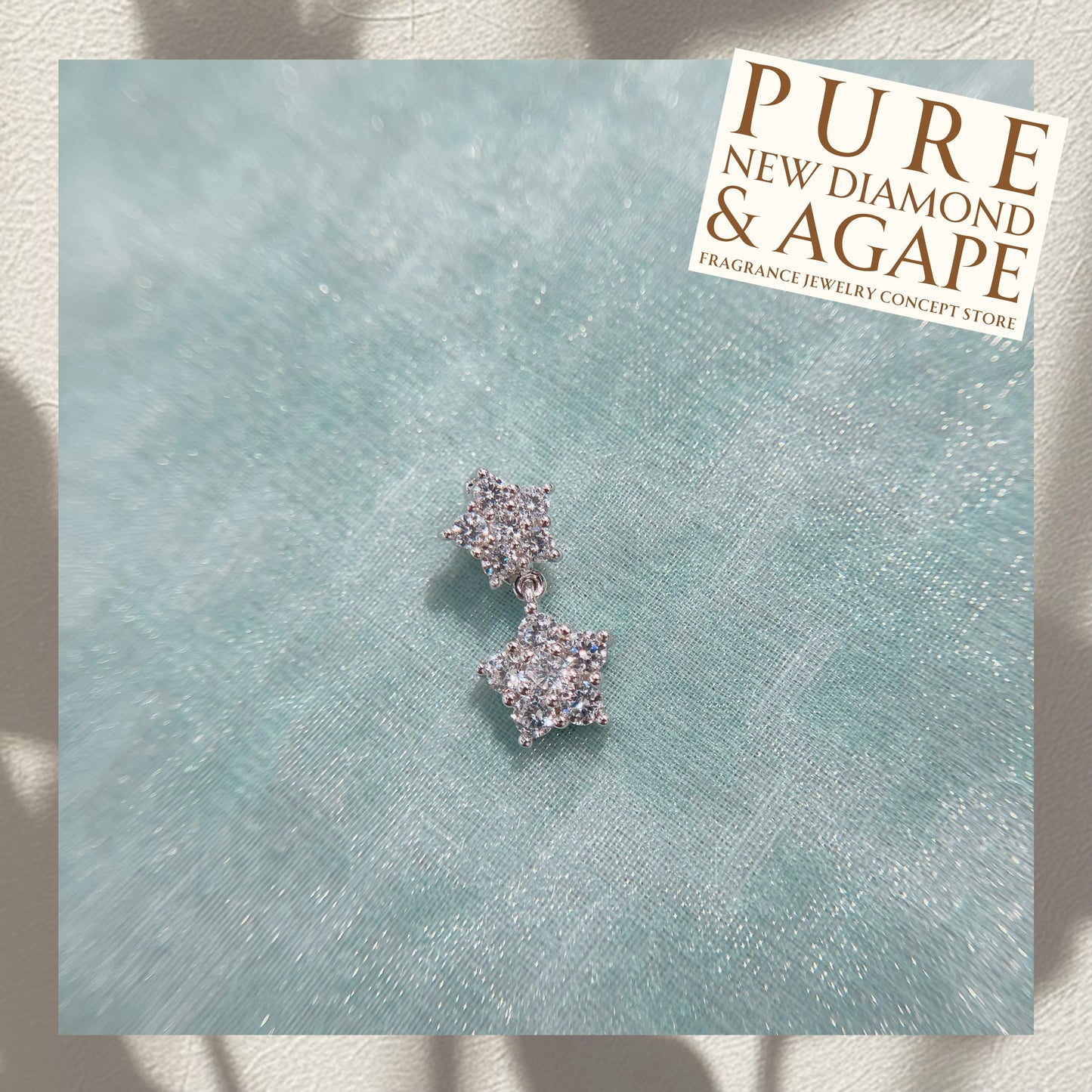 S925 可愛風透白鋯石拼鑽石星星吊墜42AJN0275