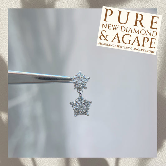 S925 可愛風透白鋯石拼鑽石星星吊墜42AJN0275