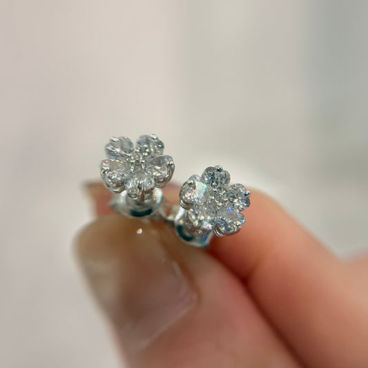 *春日新上* S925 透白櫻花鑽石耳釘42AJE0175
