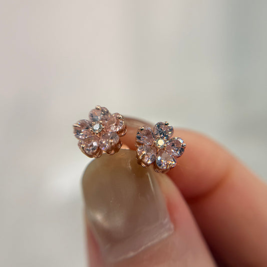 *春日新上* S925 粉紅櫻花鑽石耳釘42AJE0175-紅