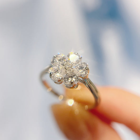 *春日新上* S925 透白櫻花鑽石戒指42AJR0456