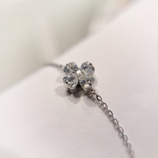 *春日新上* S925 透白幸運四葉草鑽石手鏈42AJB0134