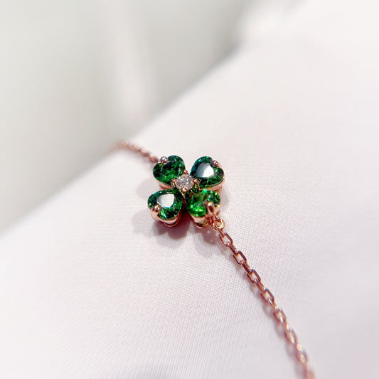 *春日新上* S925 蘋果綠幸運四葉草鑽石手鏈42AJB0134-紅