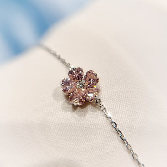 *春日新上* S925 粉紅櫻花鑽石手鏈42AJB0133