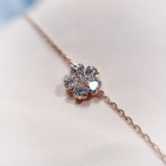 *春日新上* S925 透白櫻花鑽石手鏈42AJB0133-紅