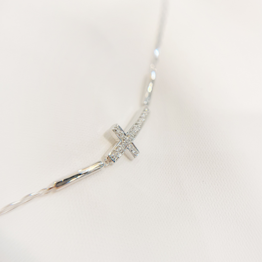 S925 簡約十字鑽石手鏈 42AJB0131