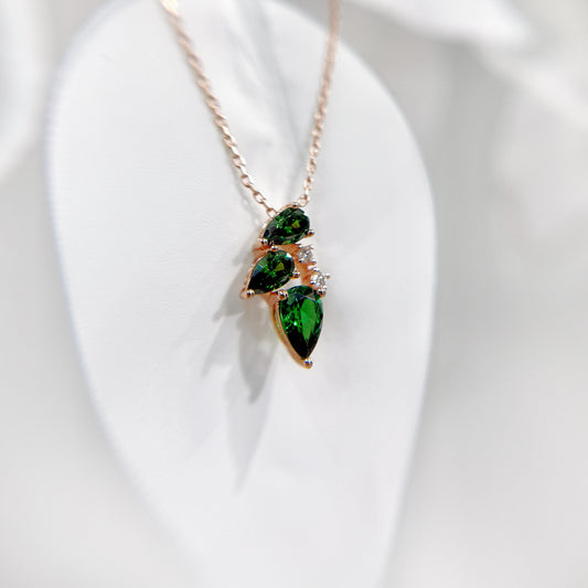 *New*S925 綠色鋯石鑲嵌拼鑽石套鏈42AJN0173-紅