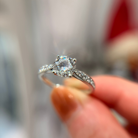 復古流線型碎鑽戒臂 PT鉑金1卡鑽石戒指25PTL-15