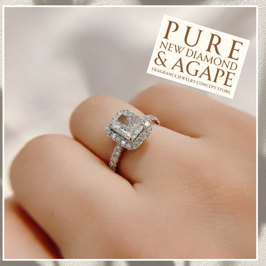 尊貴碎鑽戒臂圍鑲1卡祖母綠鑽石PT鉑金戒指25PLY-8