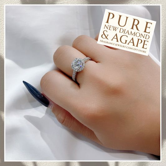 華麗碎鑽戒臂圓形圍鑲 PT鉑金1卡鑽石戒指25PTL-14