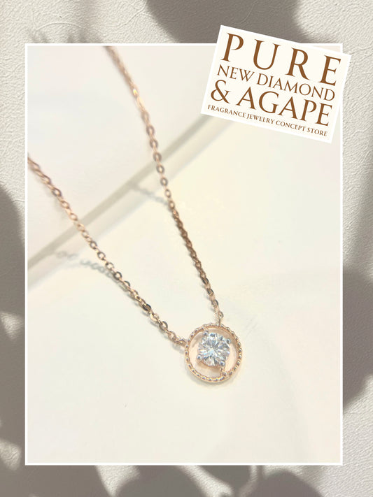 圓輪18K玫瑰金鑽石頸鏈42AJNO164