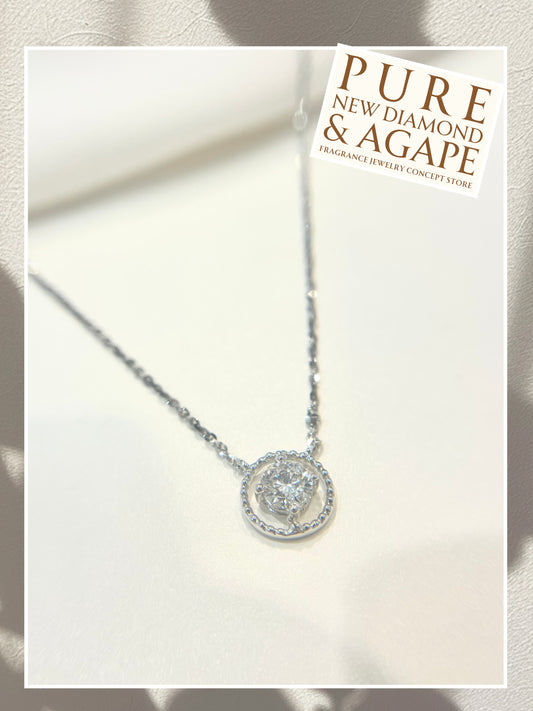 圓輪18K白金鑽石頸鏈 42AJNO164