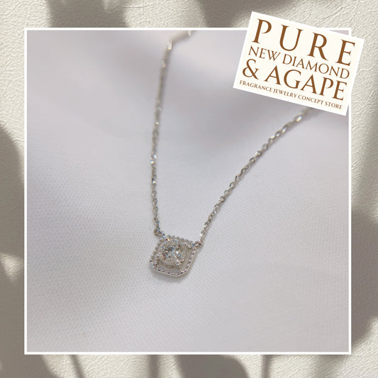 小方塊鑽石18K白金頸鏈42AJN0165