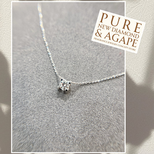 牛頭鑲H型鑽石18K白金頸鏈25PL02