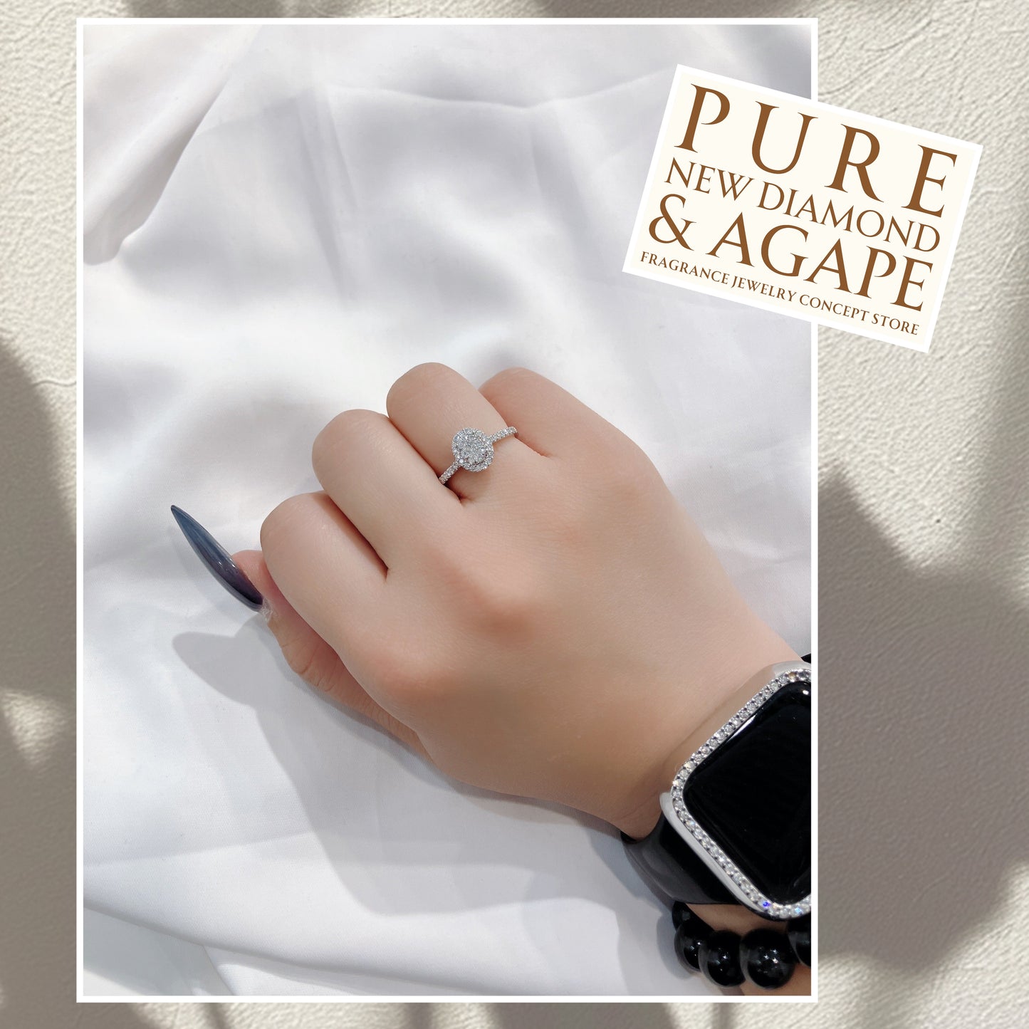 *New* S925 優雅排鑽戒臂圍鑲鴿子蛋鑽石戒指42R13175