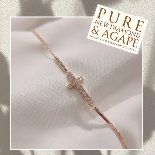 S925 簡約十字鑽石手鏈 42AJB0131-紅