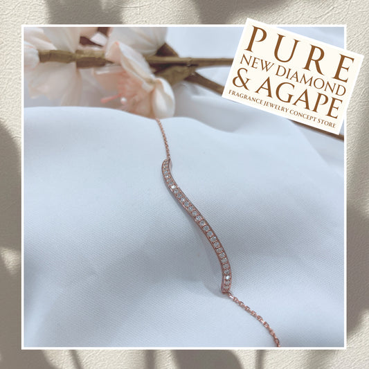 S925 時尚波浪形鑽石手鏈 42AJB0130-紅