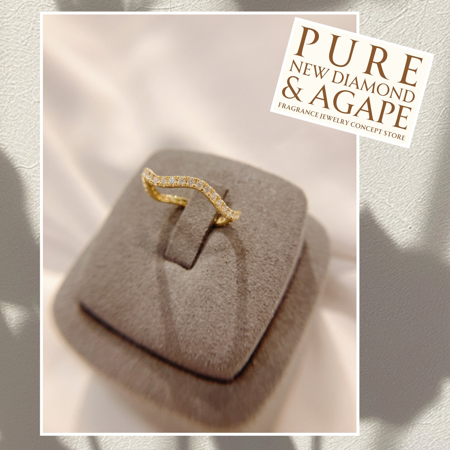 *New* S925 波浪形全圈滿鑽線戒42AJR0455-黃