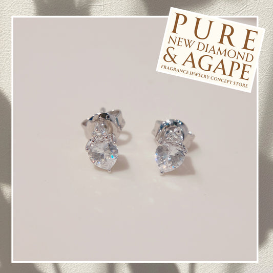 *New* S925 優雅心形透明鋯石拼鑽石皇冠耳環42AJE0169