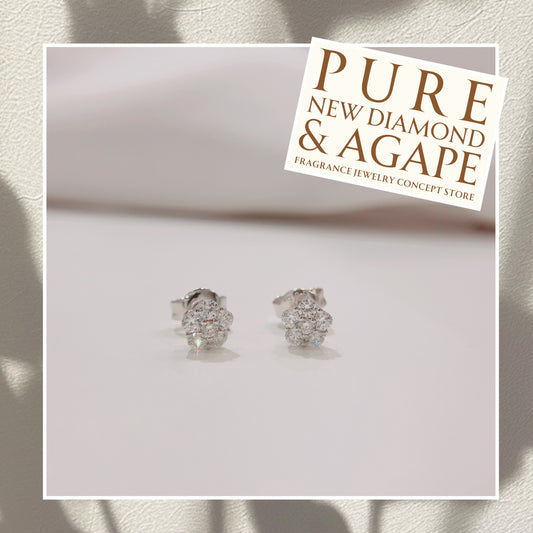 *New* S925 透白鋯石小梅花鑽石耳環42ASEO14