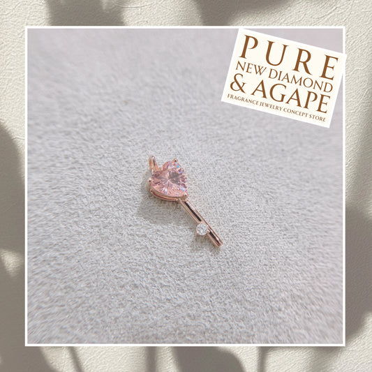 *New* S925 時尚心形粉紅鋯石拼鑽石KEY吊墜42AJP0279-紅