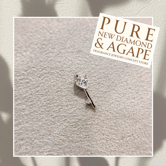 *New* S925 的骰鎖鑰款 透白心形鋯石拼鑽石吊墜 42AJP0278