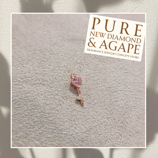 *New* S925 的骰鎖鑰款 粉紅心形鋯石拼鑽石吊墜 42AJP0278-紅