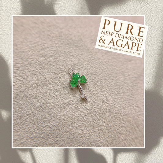 *New* S925 幸運三葉草款 翠綠心形鋯石拼鑽石吊墜 42AJP0280