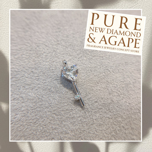 *New* S925 時尚心形透白鋯石拼鑽石KEY吊墜42AJP0279