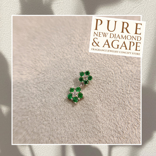 S925 可愛風翠綠鋯石拼鑽石星星吊墜42AJN0275