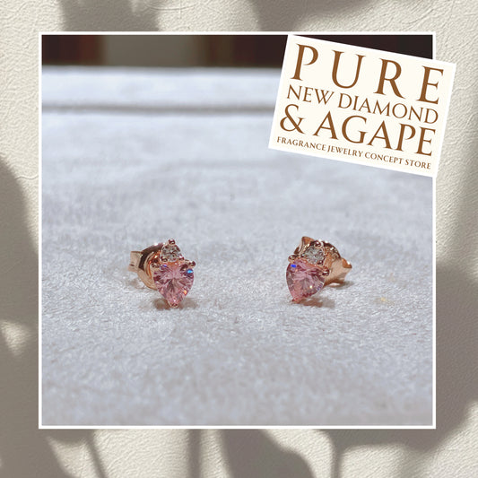 *New*S925 優雅心形粉紅鋯石拼鑽石皇冠耳環42AJE0169-紅